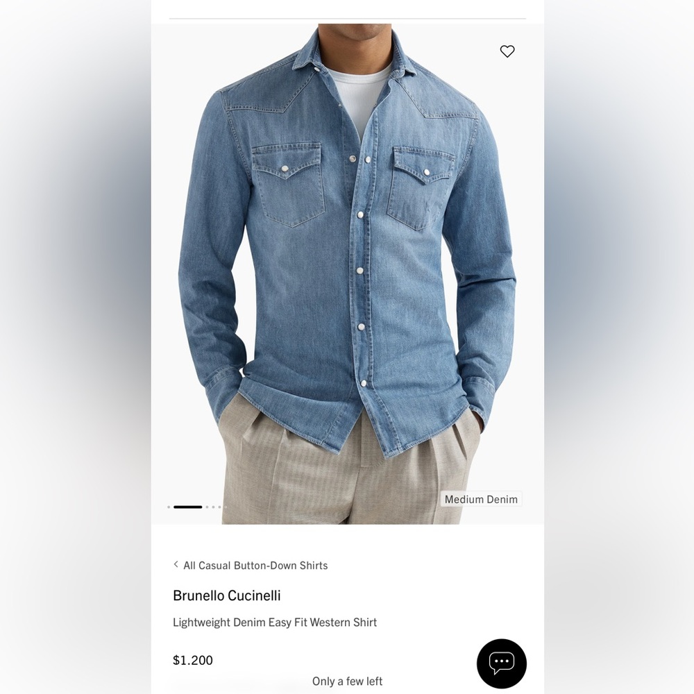 Brunello Cucinelli Denim Western Shirt - Picture 2 of 12